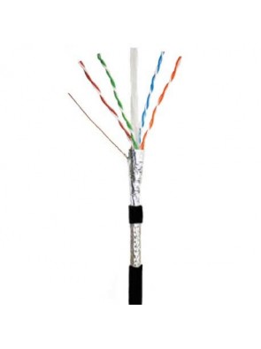Câble réseau noir 10 m Cat 6 SFTP (double blindage) longueur non sertie