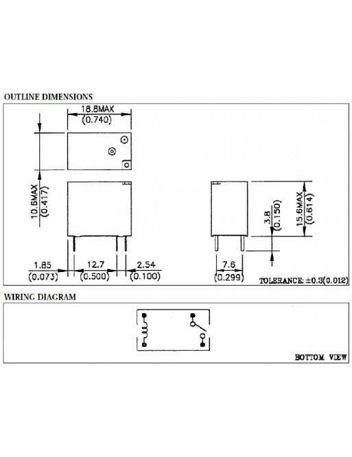 Relais 835-1A-B-C 12V 10A