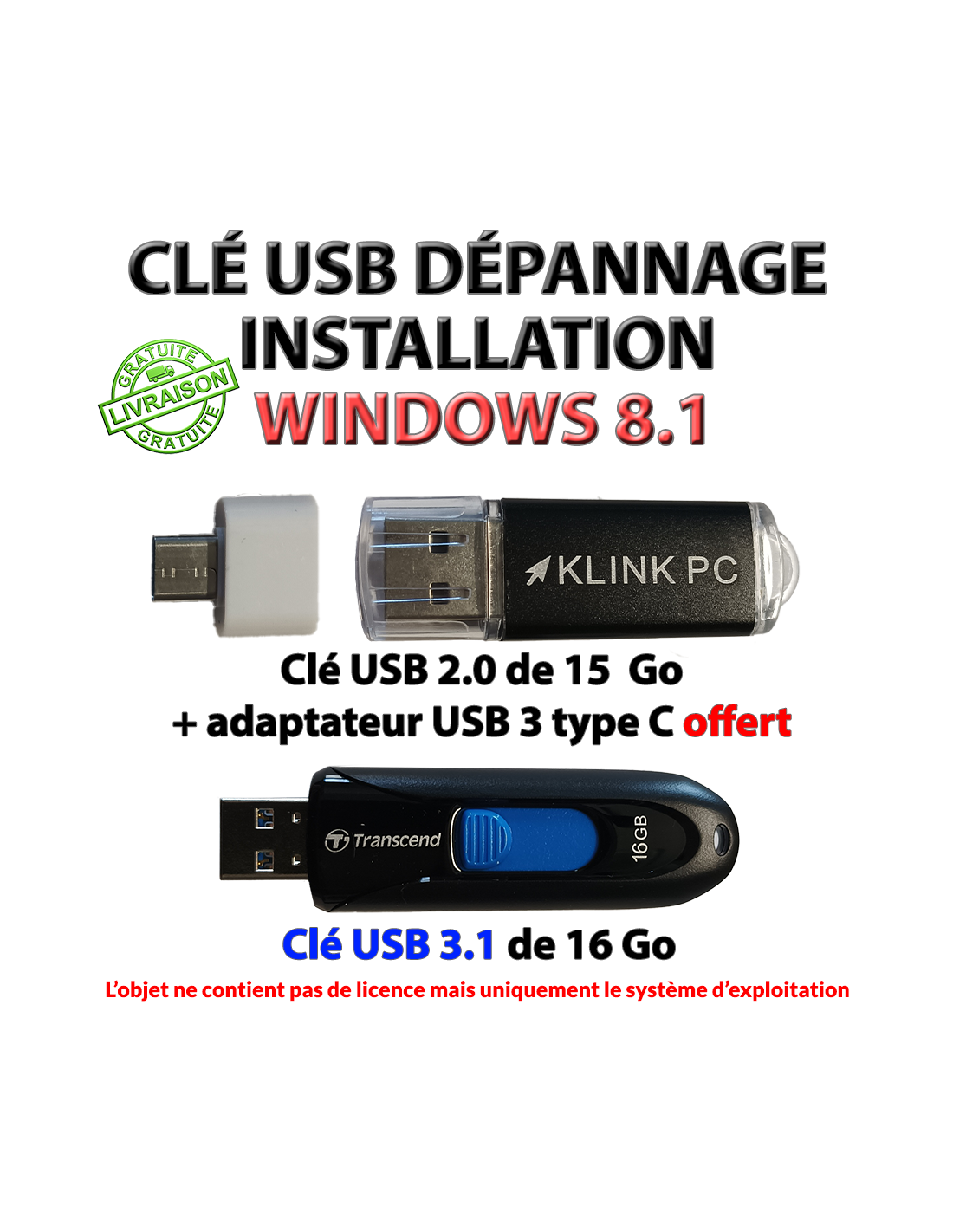 Clé USB de dépannage Windows 8.1