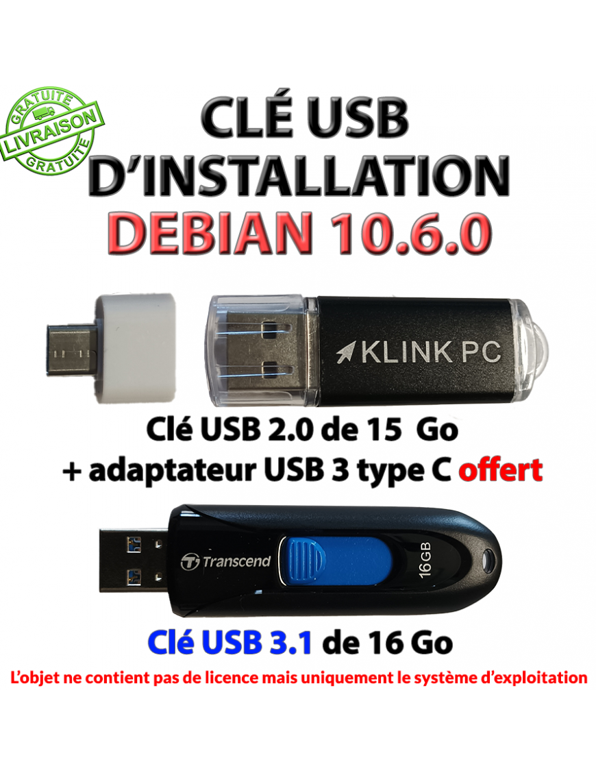 Clé USB d'installation Debian 10.6.0