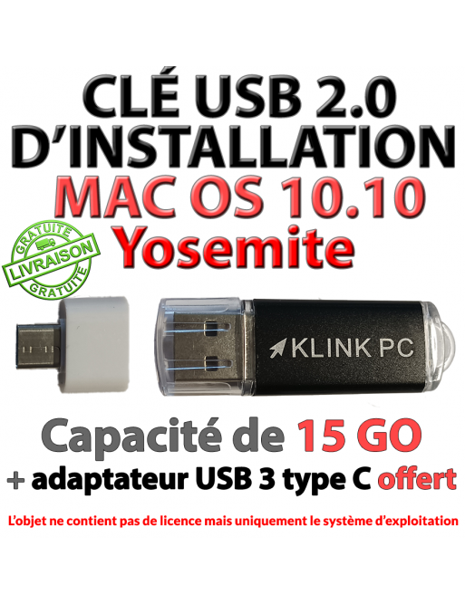 Clé USB d'installation Mac OS 10.10 Yosemite (Klink PC)