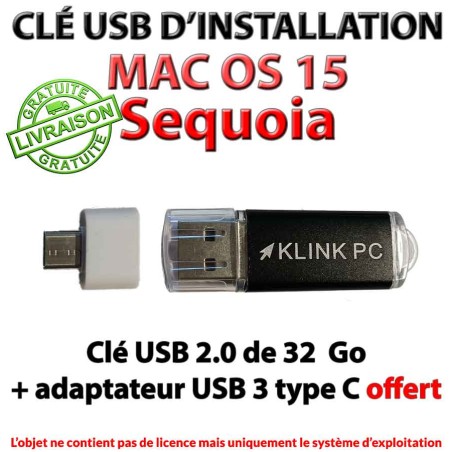 Clé USB installation Mac OS 15 Sequoia